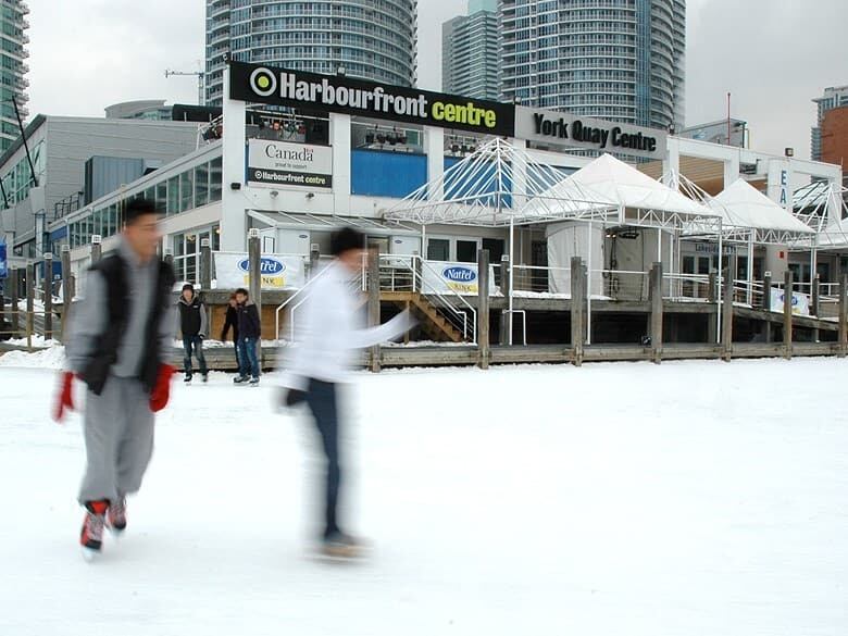 People skate on ice.