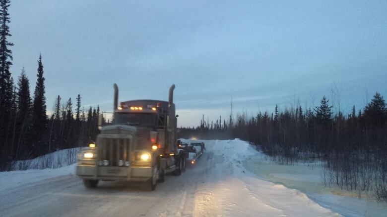 truck on icy highway