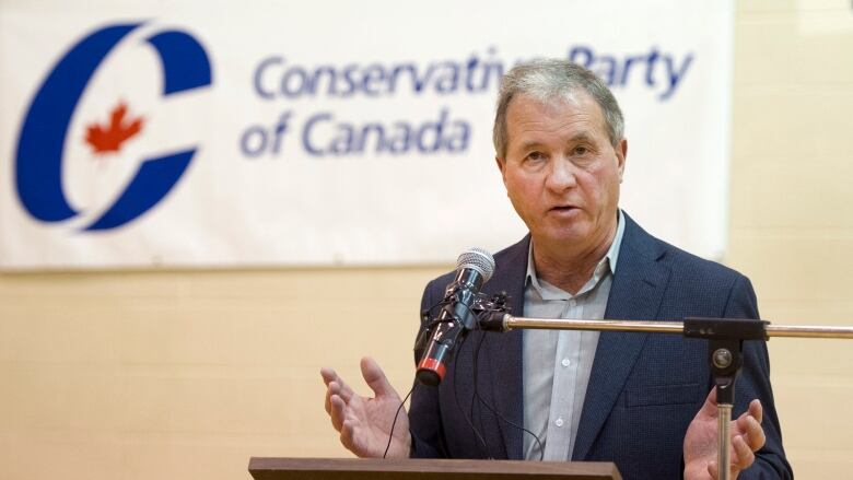 Ron Liepert speaks after defeating Rob Anders during the Calgary Signal Hill federal Conservative nomination, in Calgary on Saturday, April 12, 2014.