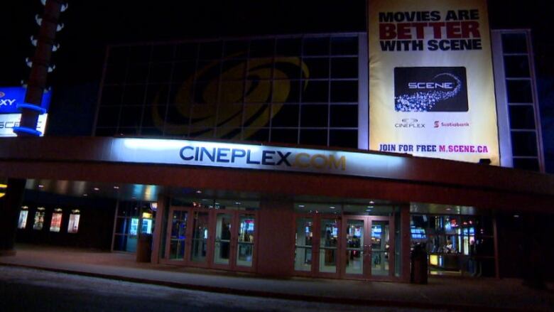 Image of a movie theatre at night