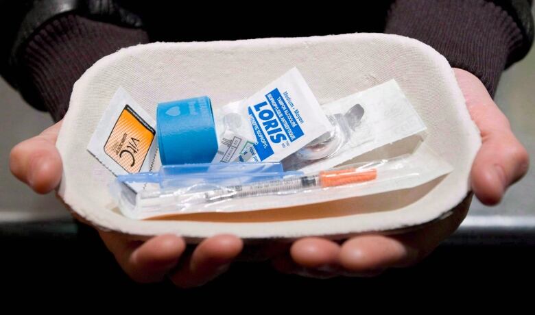 An injection kit is shown at a supervised drug injection facility in Vancouver.