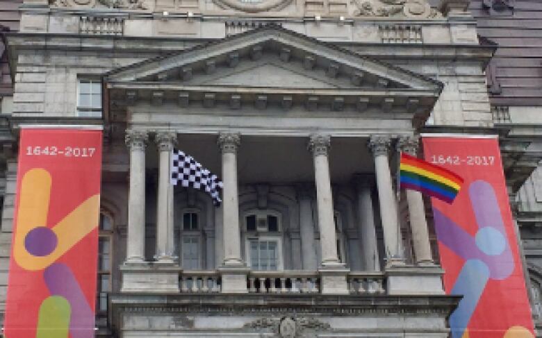 pride flags at Montreal's city hall