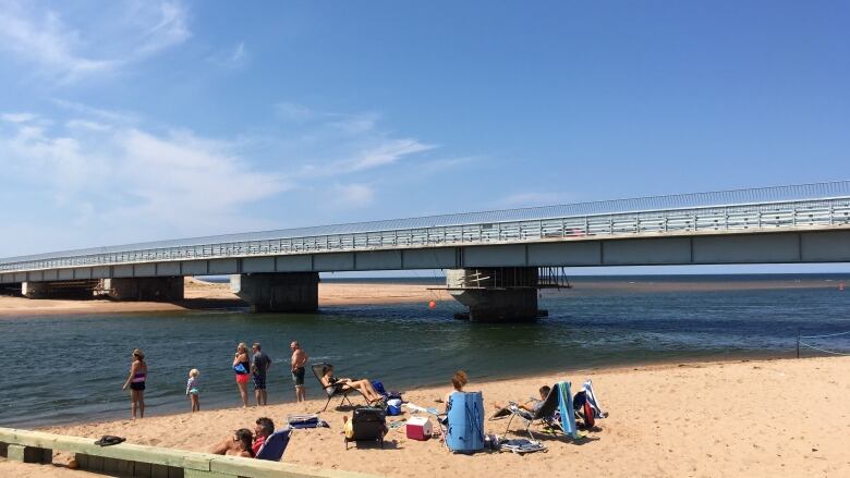 The guardrail along Covehead Bridge