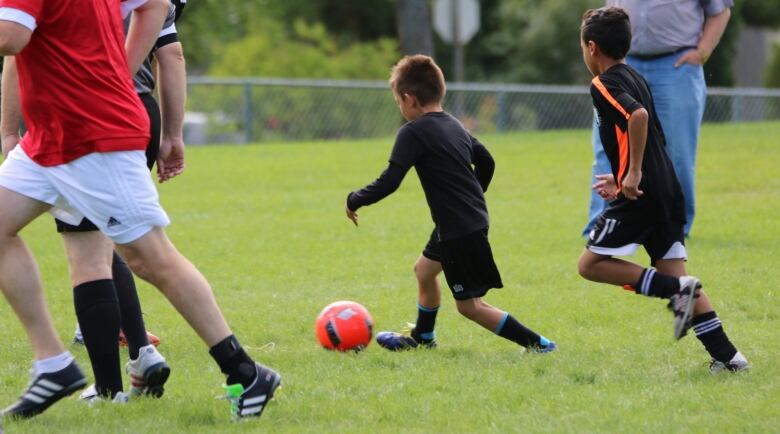 Kids playing soccer