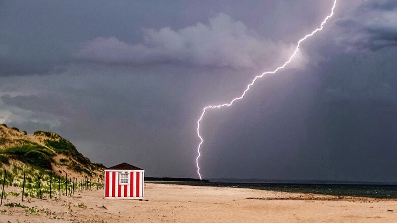 A lightning strike on Brackley Beach.