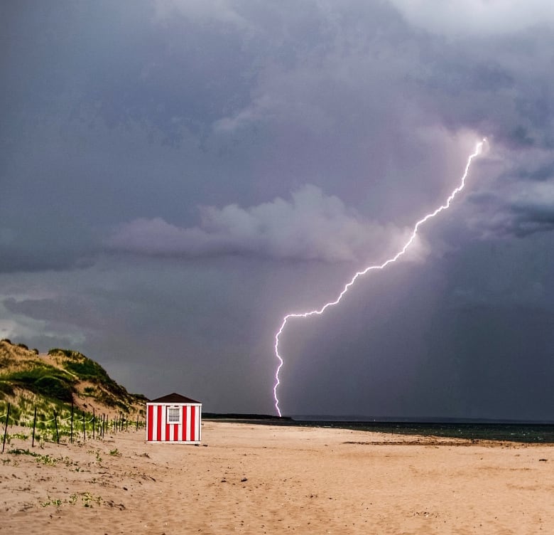 A lightning strike on Brackley Beach.