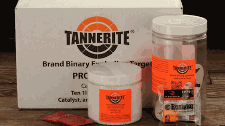 Tannerite, the brand name of binary explosive.