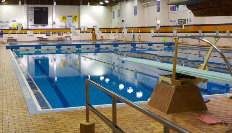 A large indoor swimming pool.