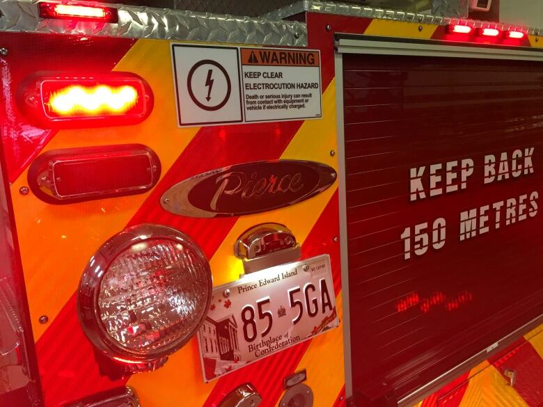 back of a fire truck with PEI license plate