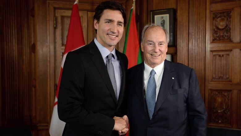 An Image of Justin Trudeau and the Aga Khan