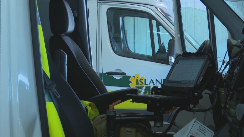 Two Island EMS ambulances.