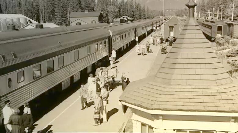 This photo of 'The Canadian' train, equipped with new stainless steel cars, was taken at the Banff train station in 1955 by Nicholas Morant, a Banff resident who was legendary as a special photographer for Canadian Pacific. Plans are underway to revamp the area into a transportation hub.