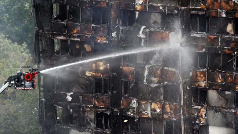 Water spraying on a building