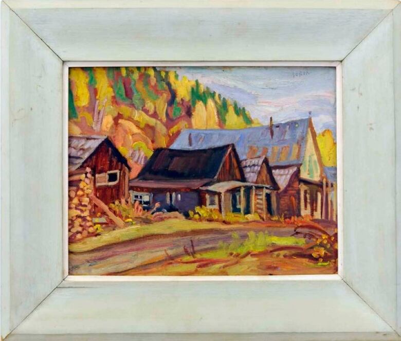  A painting of houses in barkerville