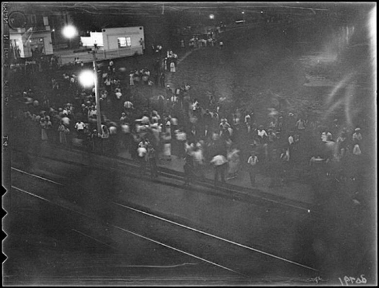 The only known photograph from the night of the riot.