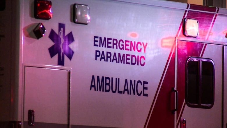 A stock photo of a BC ambulance, with the words Emergency Paramedic and Ambulance on the side. 