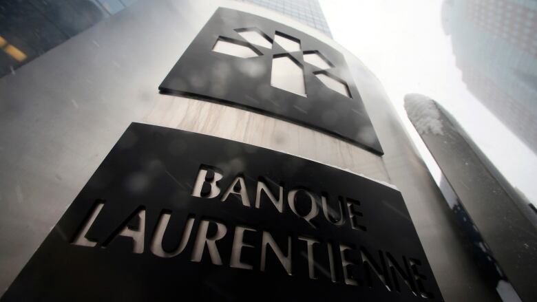 A sign on a Laurentian Bank branch is shown