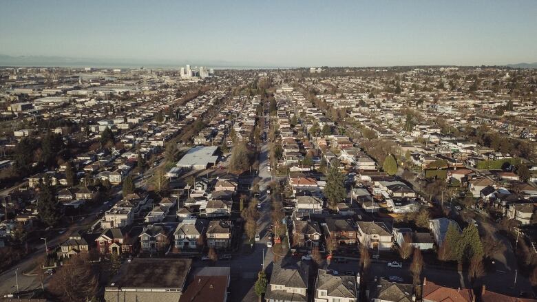 Rows and rows of single-family homes are seen in this aerial shot of Vancouver.