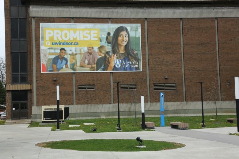 Building with a University of Windsor poster