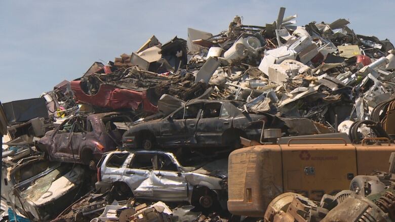 scrap metal is shown at a scrapyard 