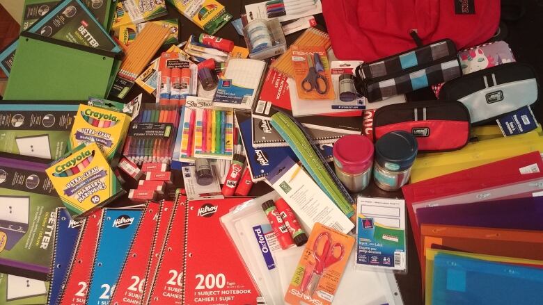 School Supplies pile.