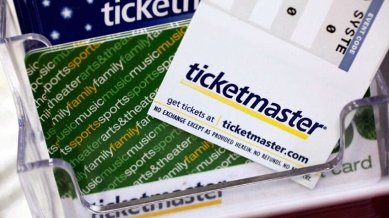 Closeup of Ticketmaster concert ticket.