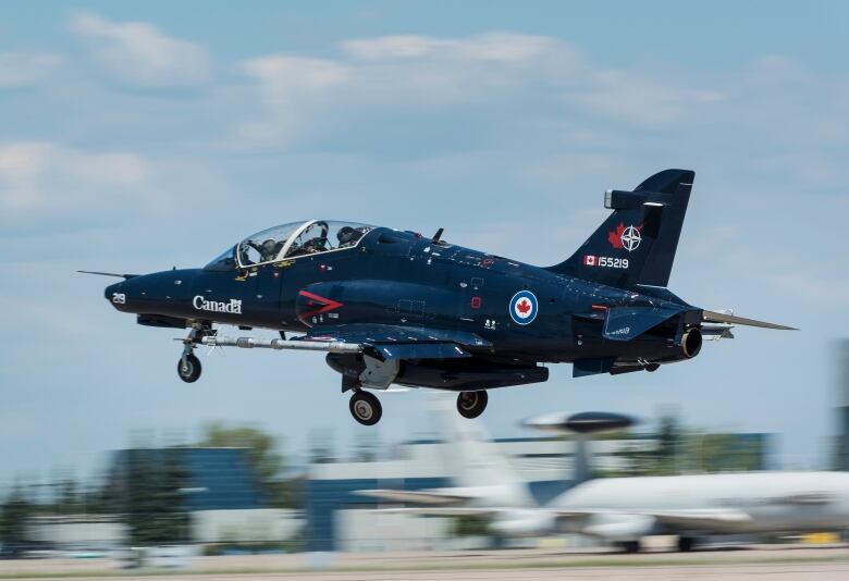 A Royal Canadian Air Force CT-155 Hawk from 419 Tactical Fighter (Training) Squadron takes-off during Exercise MAPLE FLAG 51 on June 19, 2018 at 4 Wing, Cold Lake, Alberta.