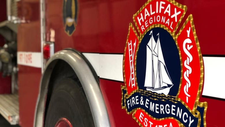 Halifax Regional Fire and Emergency logo on a red fire truck.