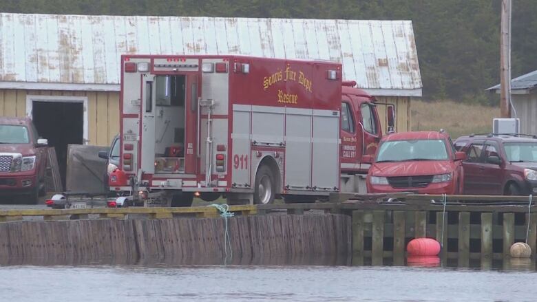 Souris Fire Department truck on the scene of search and rescue in Naufrage, PEI. May 21, 2019