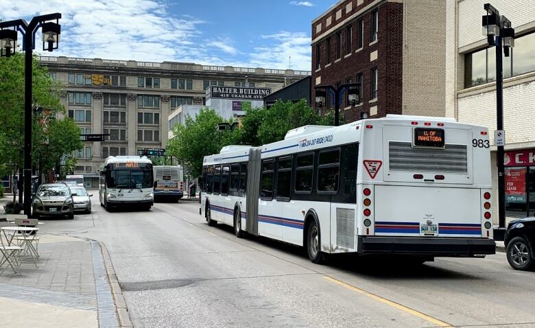 This photo shows buses on a street.