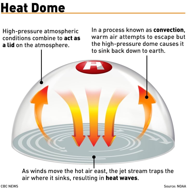 An image of a dome with heat rising, getting trapped and making its way back down. 