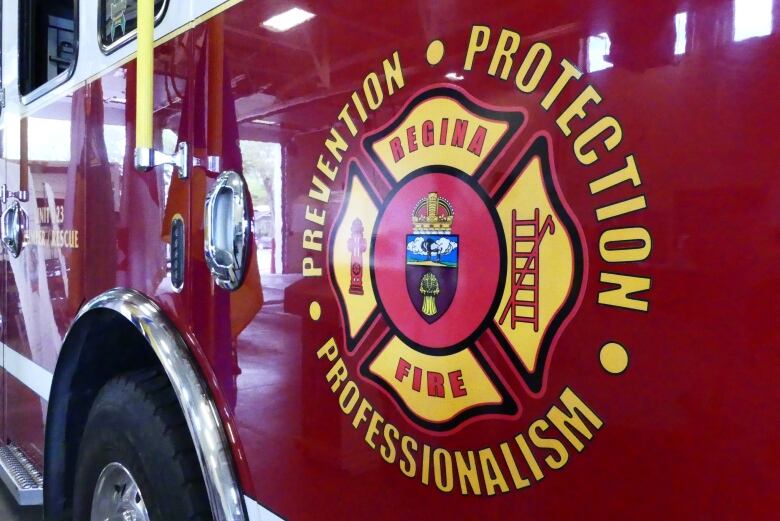 Regina Fire's logo on a fire truck