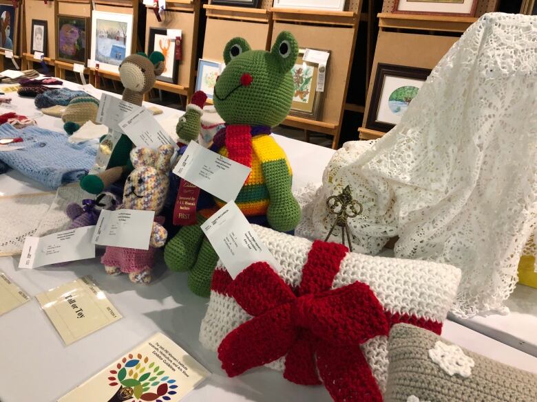 Homemade toys from Women's Institute display at Old Home Week.