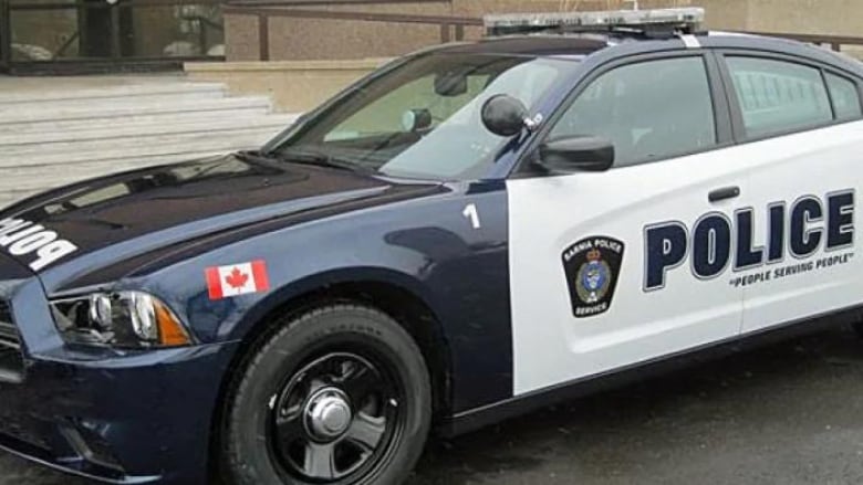 Sarnia police cruiser parked.