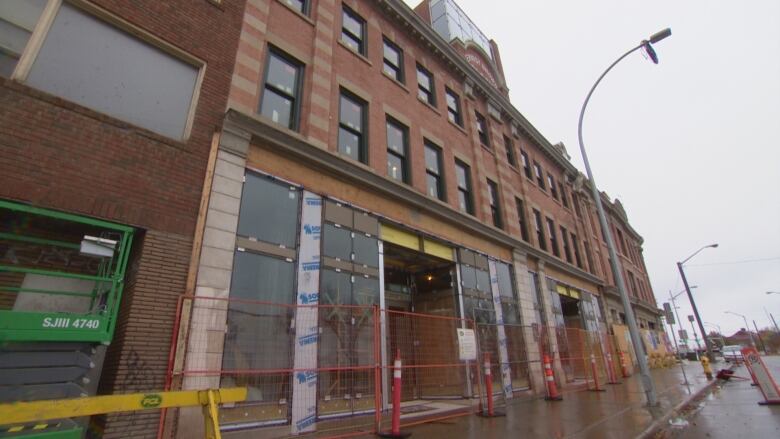 The Brighton Block is seen during construction.