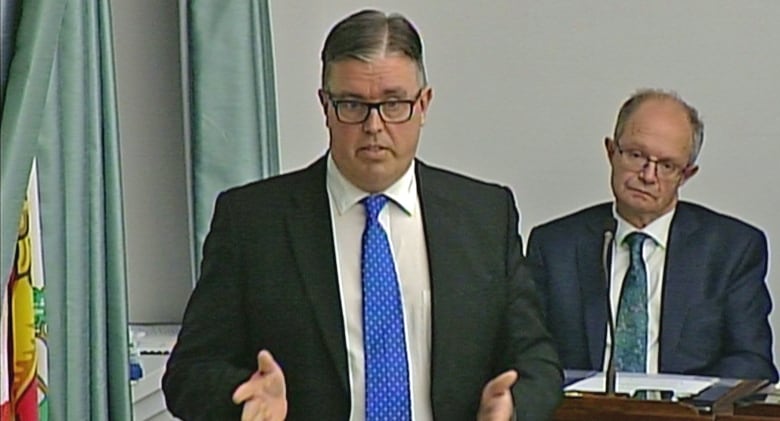 PEI Transportation and Infrastructure Minister Steven Myers in a screen grab from the legislature