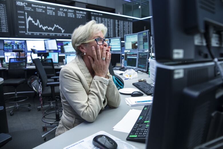 Nervous traders at the Frankfurt Stock Exchange