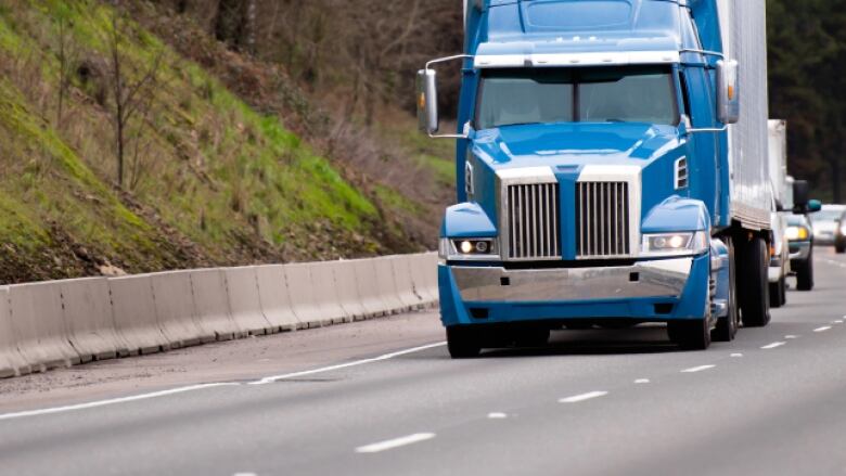 long haul truck on road