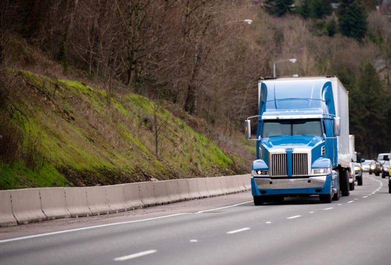 long haul truck on road