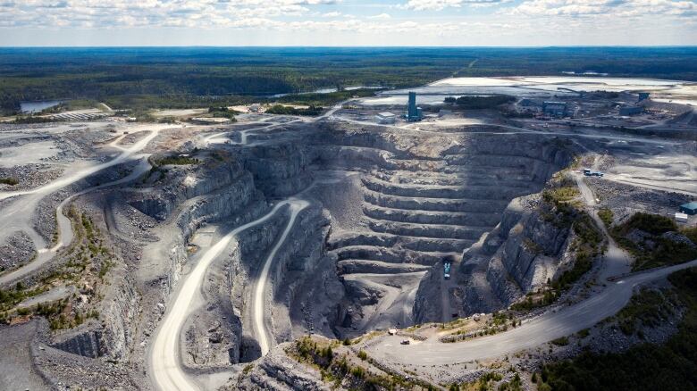 A wide, aerial shot of a mine.