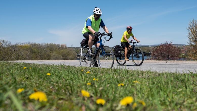 Cyclists on a road.