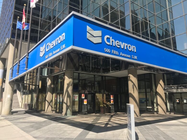 The exterior of a Chevron building.