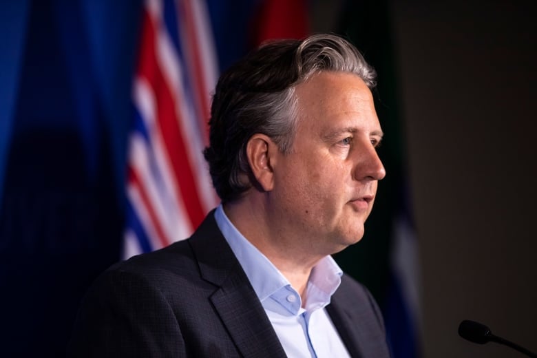 Former Vancouver mayor Kennedy Stewart is pictured during a press conference.