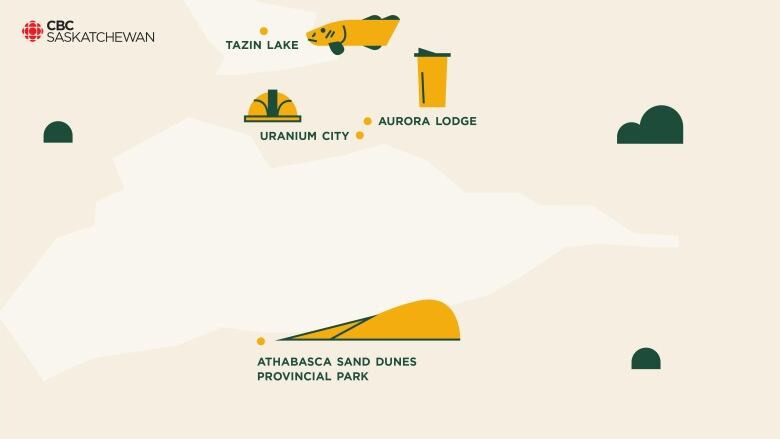 Map showing Uranium City and area.