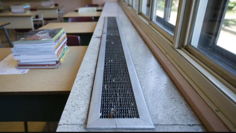 A ventilation system in a classroom.