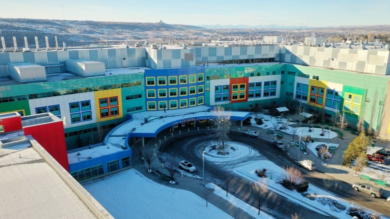 An aerial view of the Alberta Children's Hospital.