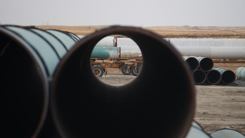 A look through a section of steel pipeline.