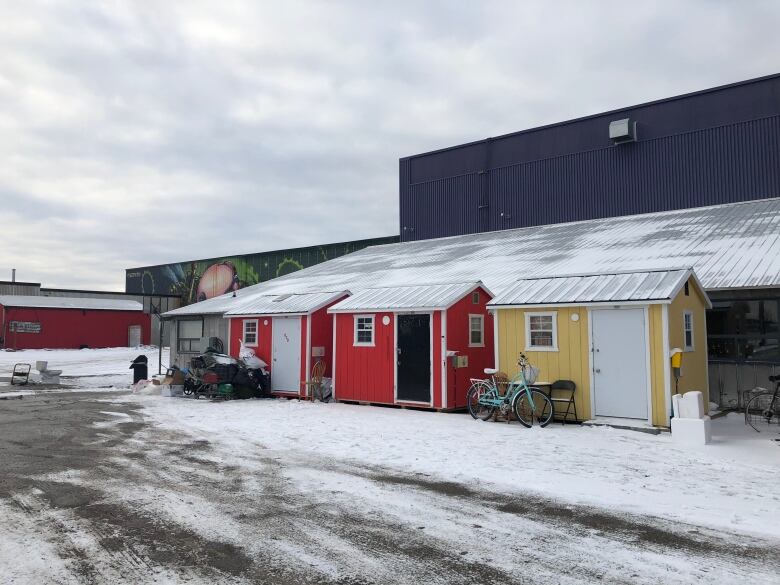 A group of cabins are pictured at Kitchener's Better Tent City community in December, 2020. 