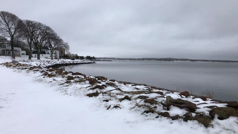 Charlottetown Harbour in winter but with no ice.