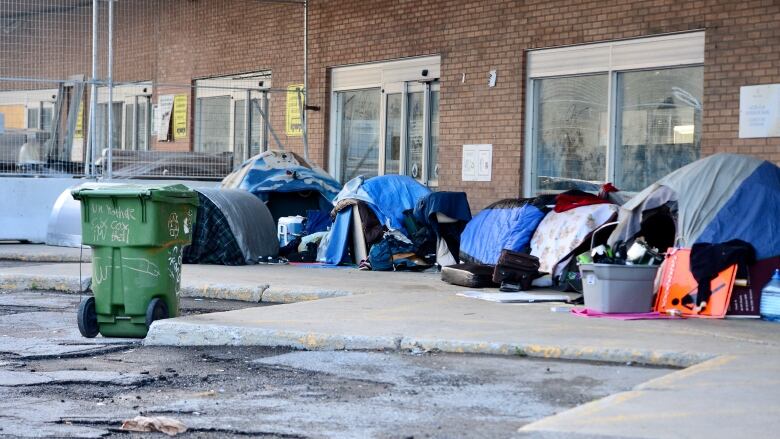 tents set up on the street